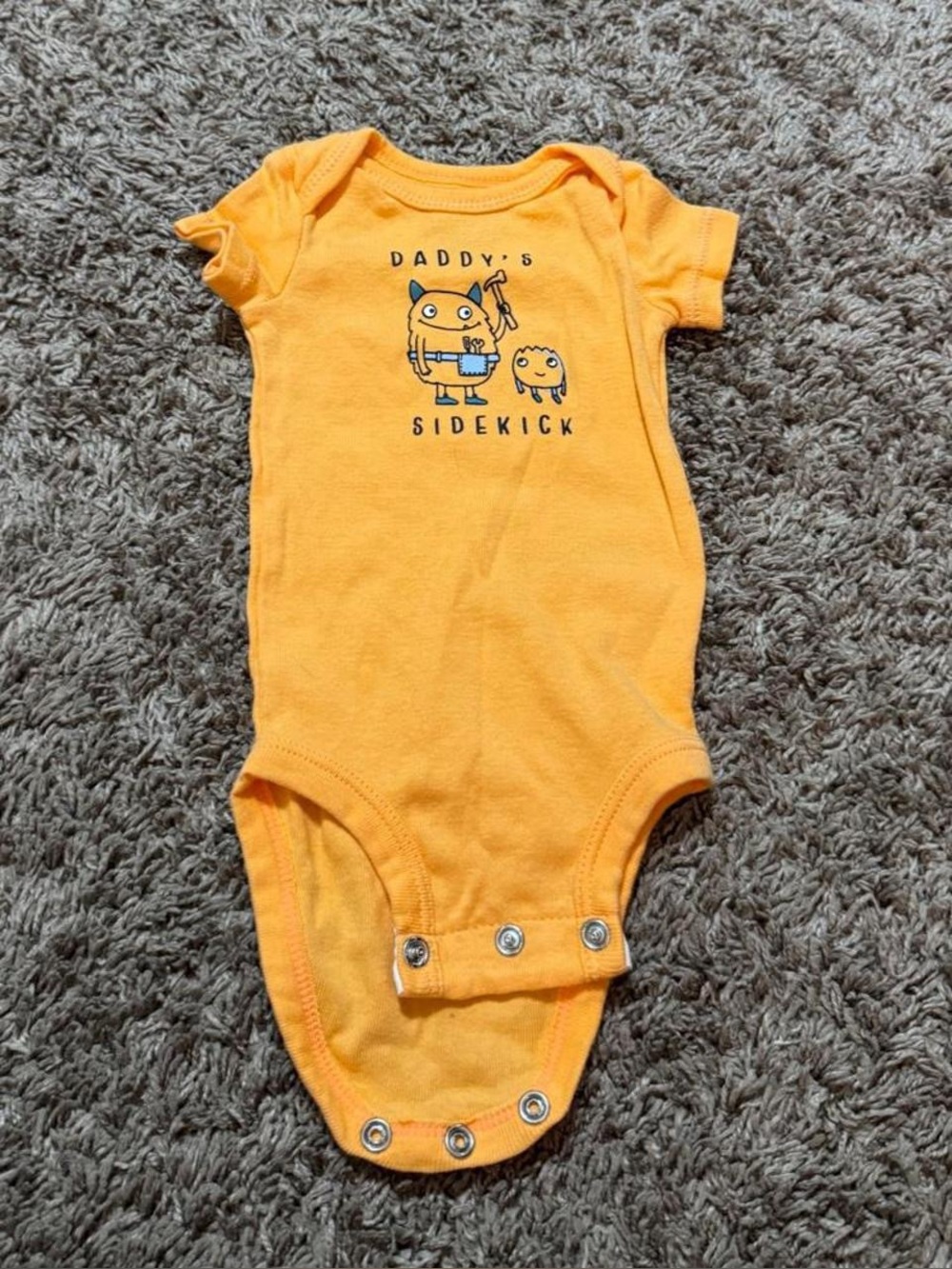 Carter’s NB Daddy’s Sidekick Orange Baby Bodysuit Monster Graphic